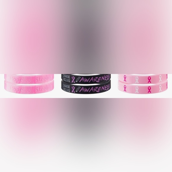 Breast Cancer Bracelets - Ribbon Breast Cancer Awareness Silicone Wristbands - Picture 6 of 15